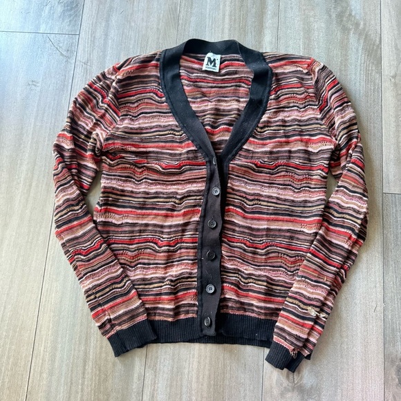 Vintage Missoni 3D striped cardigan red black - Picture 1 of 4